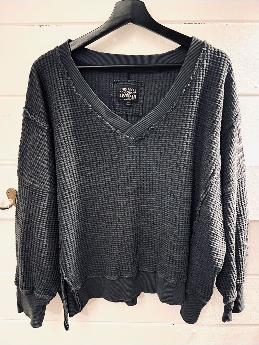 American Eagle Dark Gray Oversized Waffle Sweatshirt. Sz. M.